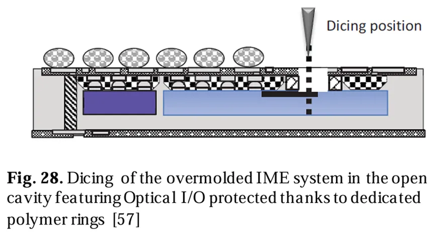 在開放式腔體中切割過模IME系統(tǒng)，該腔體通過專用聚合物環(huán)保護(hù)光學(xué)/O[